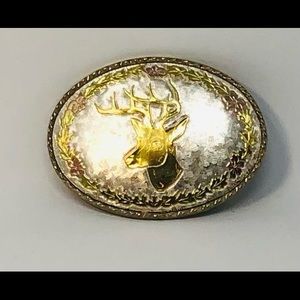 Black hills gold style belt buckle stag deer.